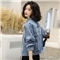 玄衣然 牛仔外套女2020春秋新款韩版宽松显瘦时尚洋气短款简约英文刺绣上衣潮 图片色 L