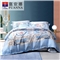 湖滨晴雨 床单六件套(被套1件床单1件枕套4件)(适合1.8米床)【纯棉缎纹/蓝】