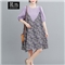 简当2020夏装新款加肥加大码女装胖妹妹MM碎花雪纺连衣裙法式裙宽松显瘦中长款A字裙SFF3456 紫碎花裙 均码( 100-190斤)