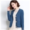 歌米拉 针织衫女开衫2020秋季新款毛衣女外套时尚韩版春秋女装长袖短款 蓝色 M