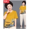 南极人 中老年女装2020夏季新款妈妈套装女大码洋气短袖T恤中年阔太太两件套 N3-GTBF03-735-套装黄色 4XL