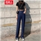南极人 牛仔裤女2020夏季新款休闲裤高腰垂感薄款阔腿裤韩版时尚百搭宽松显瘦拖地长裤 DSD106-978-蓝色 请拍正确尺码