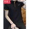 南极人短袖T恤男2020夏装新品半袖翻领纯色男士POLO衫男装打底衫 黑色 XL