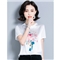 婪澈短袖T恤女2020女装夏季新款韩版时尚气质圆领印花衣服t恤女显瘦拼接上衣女 白色 请拍正确尺码
