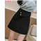 伊霓思洛半身裙女2020夏季高腰新款短裙子韩版A字裙时尚女装显瘦职业裤裙 黑色 M