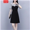 尼熙美 大码女装胖mm2020新款胖妹妹夏装宽松显瘦遮肚子连衣裙拼接加肥加大码遮肉桔梗裙 黑色 3XL 建议145-160斤