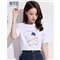 韩可思 纯棉短袖t恤女2020春夏装新款韩版时尚宽松百搭休闲女装学生上衣女打底衫 XX2058 典雅白 请拍正确尺码