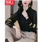 南极人 长袖衬衫女2020夏季新款时尚绣花衬衣休闲宽松女装雪纺小衫气质优雅潮流上衣潮 N4-NRA67-8608-黑色 M
