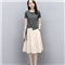 莱倪晟纳连衣裙2020年新品女装夏季短袖时尚洋气宽松两件套中长款裙子 灰色上衣+米白裙子 请拍正确尺码